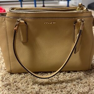 Coach Tan Satchel Smooth Leather Gold-Tone Hardware